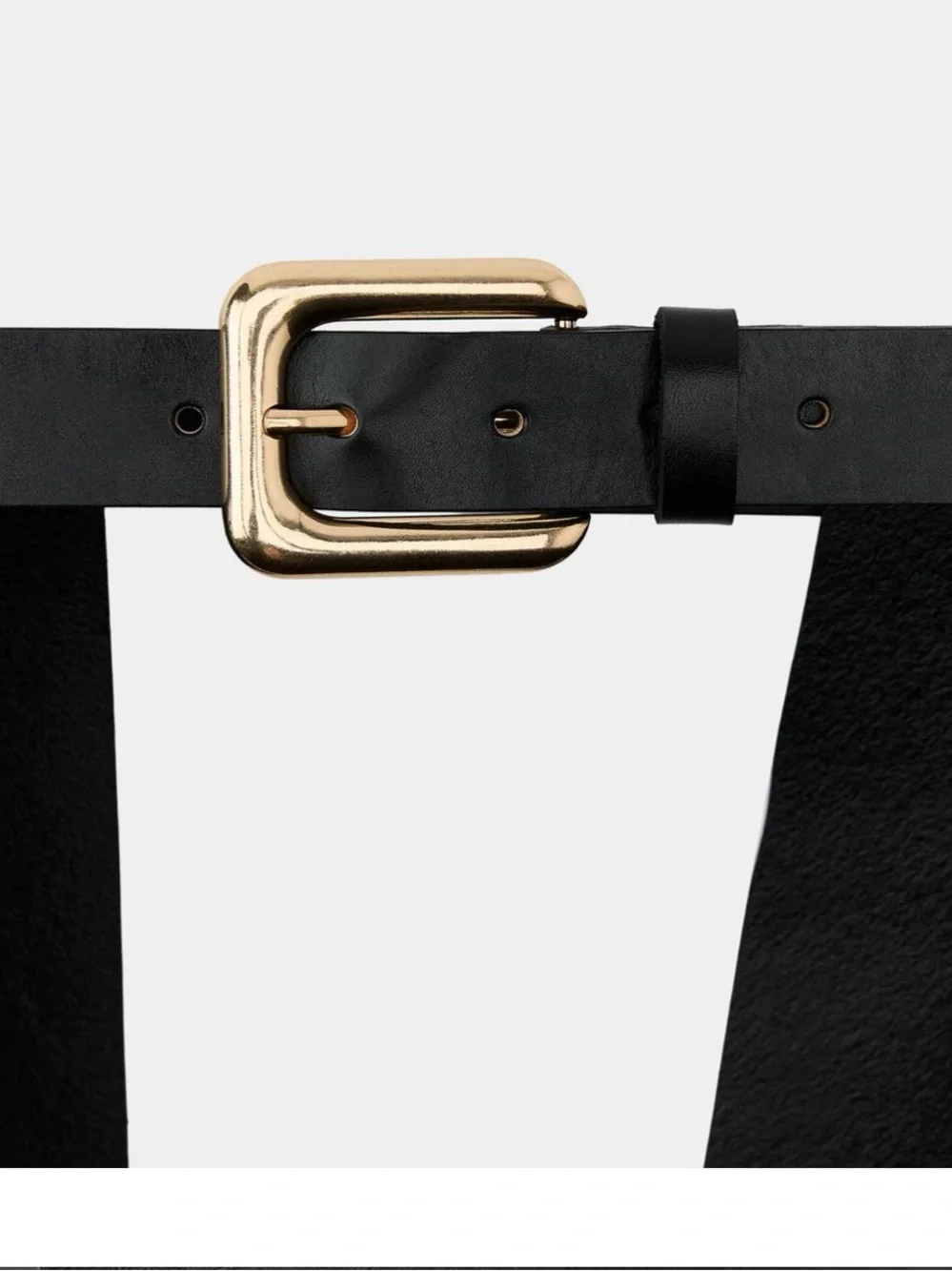 ZARA 100% Black Leather Skirt Belt with Side Pockets